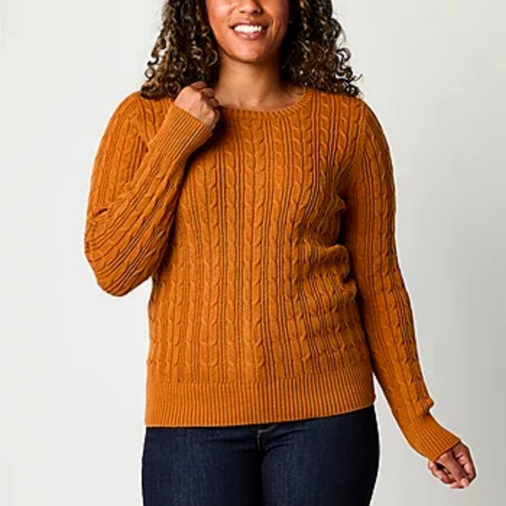 Women's Cable Knit Sweater - Orange